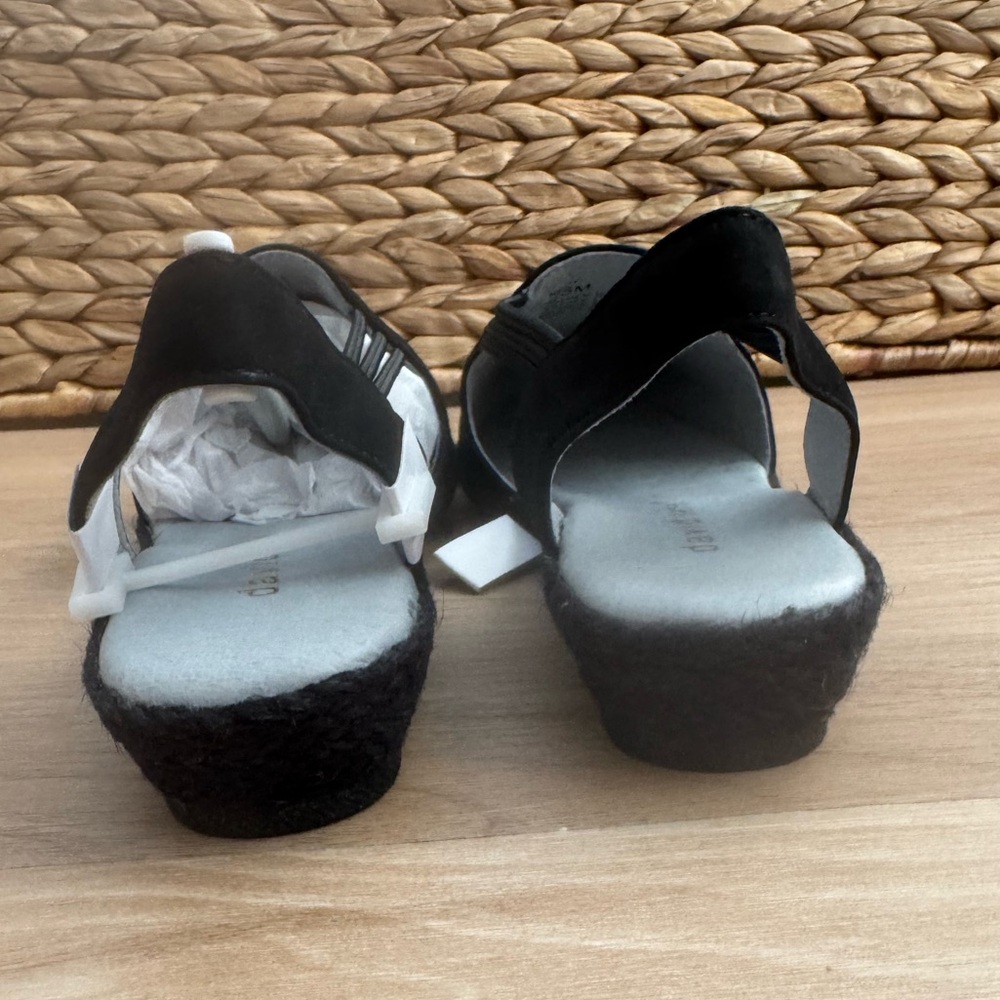 NWB! David Tate Black Nelly Nubuck Espadrille Slingbacks - Picture 7 of 10